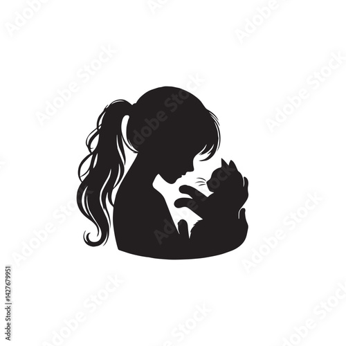 Vector Girl with Cat Silhouette Set

Girl and Cat Silhouettes Black and White

Woman with Cat Vector Illustration