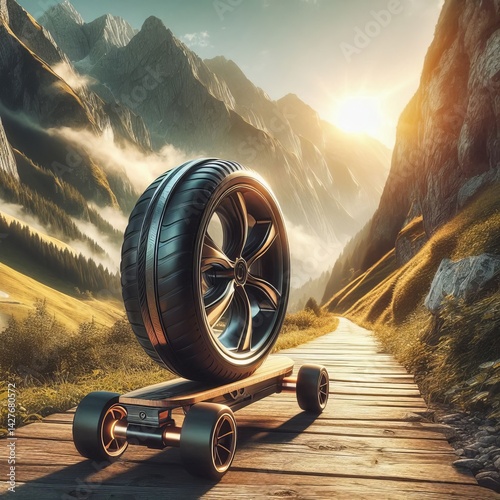 Mountainboard A futuristic single wheel mountainboard photo