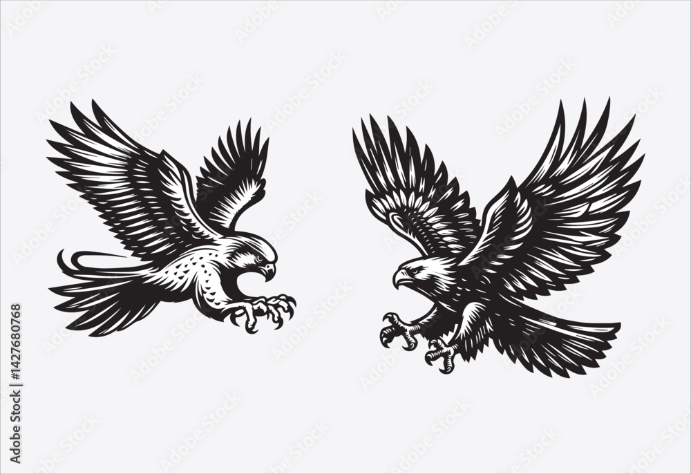 Obraz premium eagle tattoo design on white background, vector illustration