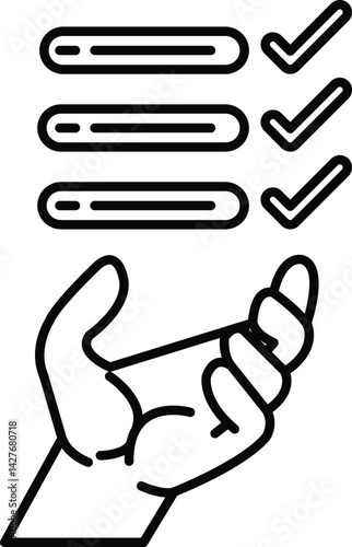 hand holding a check mark with a thumbs up
