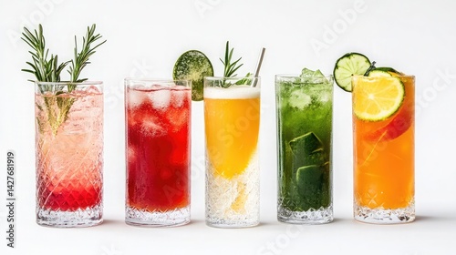 healthy vegetable cocktail, juice ,summer fresh juice collection isolated on white background ,Set of fruit and vegetable and berries juice on white background