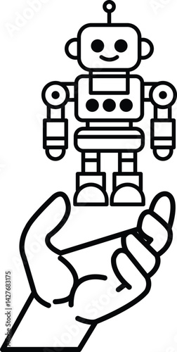 robot is being held in a hand