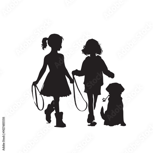 Vector Girl with Dog Silhouette Set

Girl and Dog Silhouettes Black and White

Woman with Dog Vector Illustration