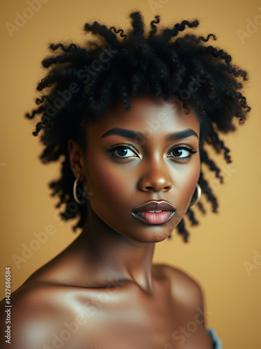 portrait of beautiful girl woman with birthmark on her face. Concept about body positivity and self acceptance