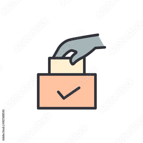 Ballot colored icons, minimalist vector illustration ,simple transparent graphic element .Isolated on white background
