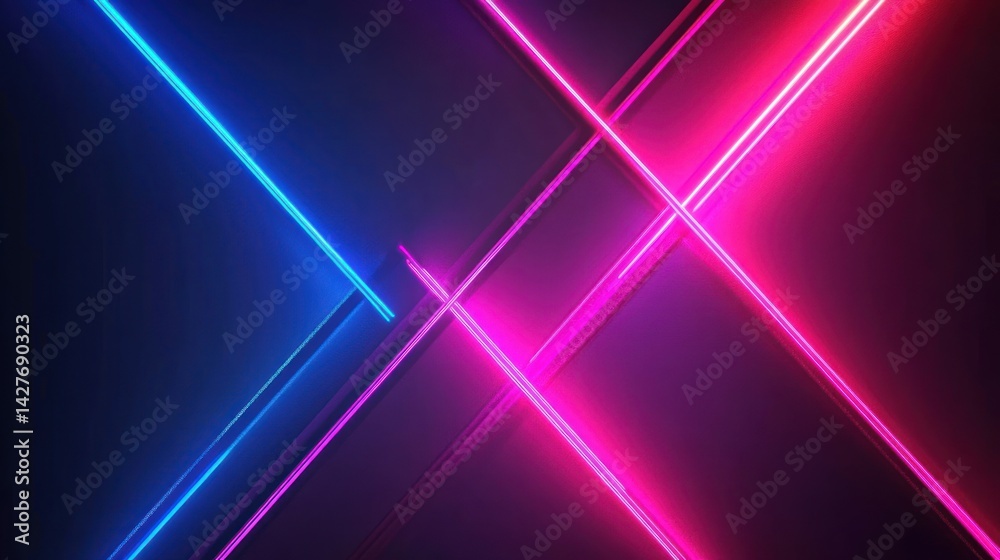 Obraz premium Abstract neon light lines intersecting