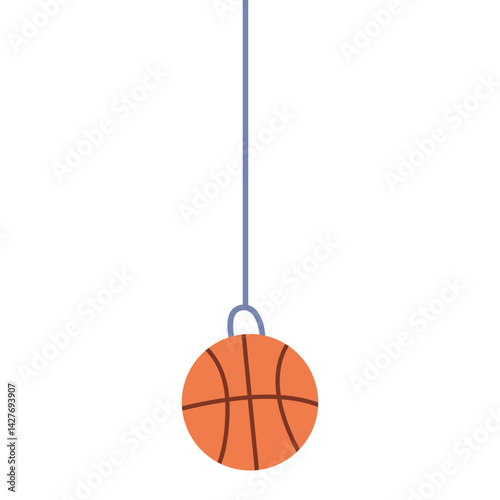 Hanging basketbal illustration, ideal for sports-themed projects, school posters, physical education graphics, or playful gym-related content design.