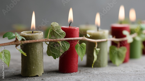 Lit Candles & Ivy Garland: ...