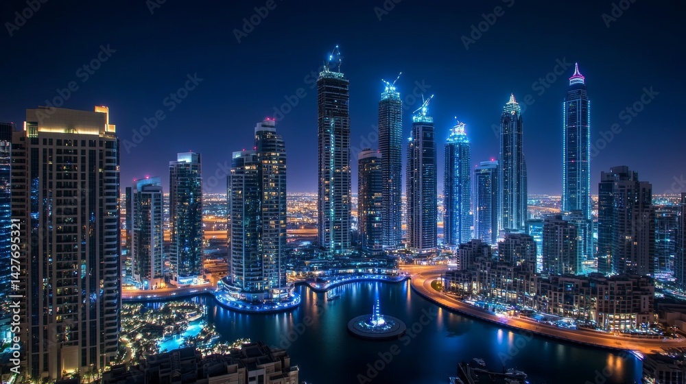 Fototapeta premium Dubai, UEA-May 06 2016. Dubai Mariana at the night.