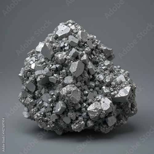 Close-up of zinc ore on gray background