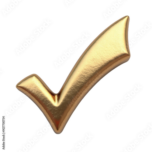 3D Bronze Checkmark Icon – Elegant Metallic Tick Symbol for Confirmation, Success, Approval, and Completed Tasks in Modern Glossy Style photo