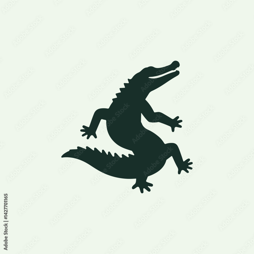 Naklejka premium Green alligator patch vector icon.