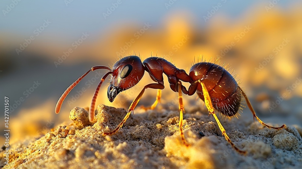 Ants foraging on sandy terrain close-up macro photography natural habitat vibrant details stunning composition Ants foraging on sandy terrain close-up macro photography natural habitat vibrant details stunning composition