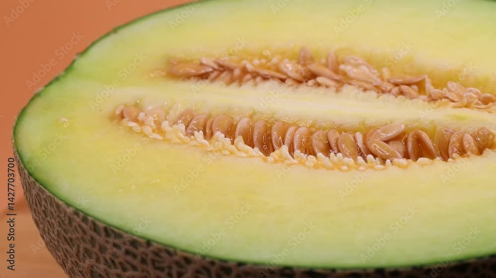 Close-up of a ripe sliced melon. Close-up of a ripe sliced melon.