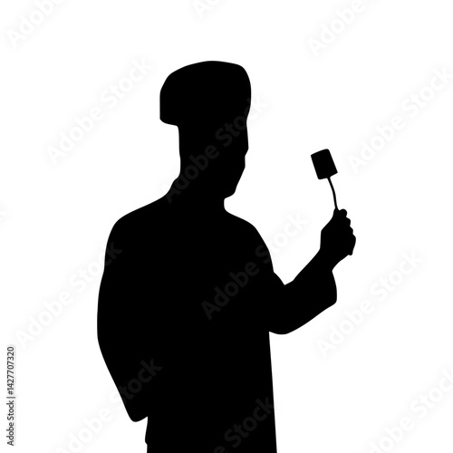 Silhouette Reporter Holding Microphone - Vector Graphic