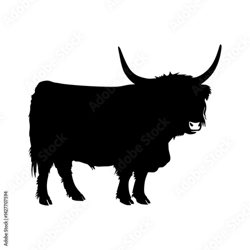 Highland Cow Silhouette Vector