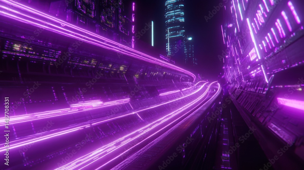 Fototapeta premium Neon City Tunnel Ride