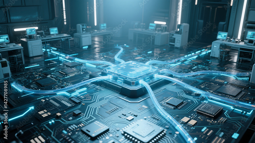 Futuristic and high-tech visual scenes
