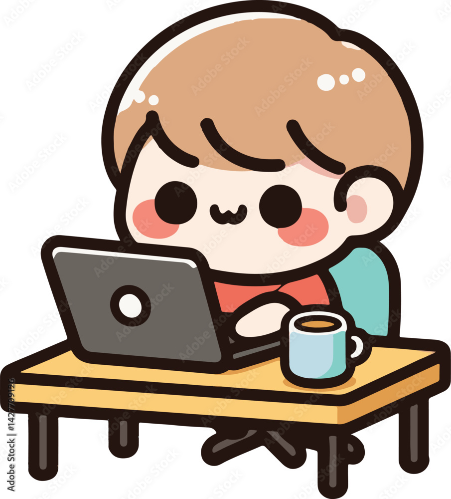 Cozy Remote From Work Setup with Laptop and Coffee Indoor Cozy Remote From Work Setup with Laptop and Coffee Indoor