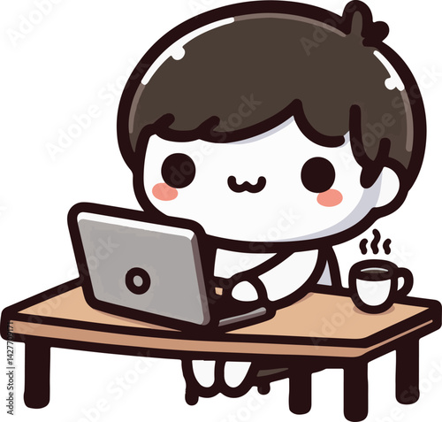 Cozy Remote From Work Setup with Laptop and Coffee Indoor 