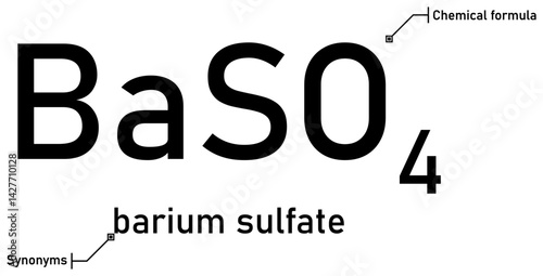 Barium sulfate chemical formula and synonyms with callout titles