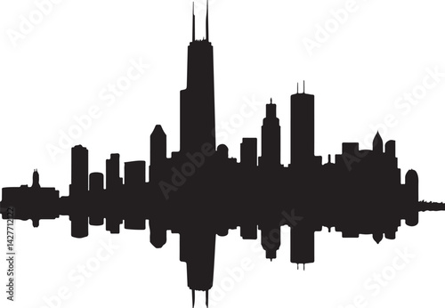 New York city Chicago skyline silhouette 
