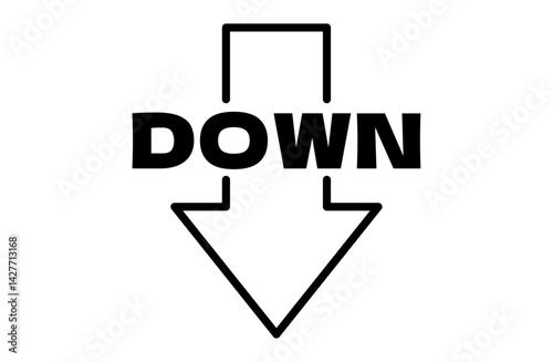 Down、下降矢印のベクターイラストアイコン シンプル