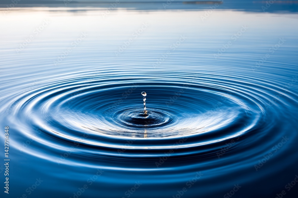 A drop of water falls into a large body of water, creating a ripple effect. pastel-colored surface. Water texture banner for design, nature concept. A drop of water falls into a large body of water, creating a ripple effect. pastel-colored surface. Water texture banner for design, nature concept.