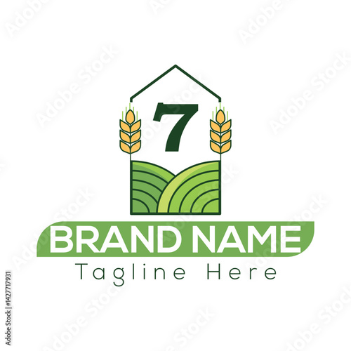 Agriculture Template On 7 Letter Farmland Logo Agro Farm Eco farm logo design