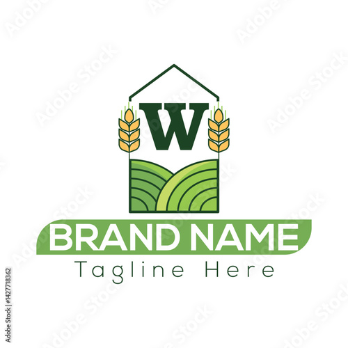 Agriculture Template On W Letter Farmland Logo Agro Farm Eco farm logo design