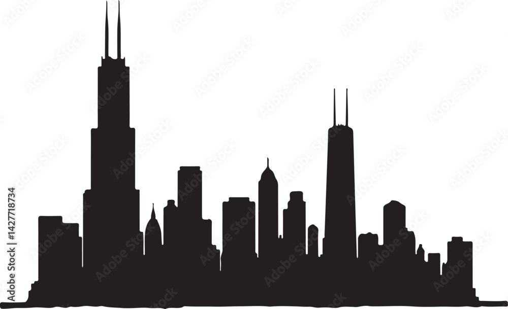 Fototapeta premium New York city Chicago skyline silhouette 