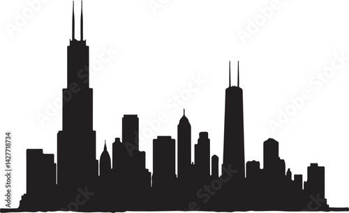 New York city Chicago skyline silhouette 
