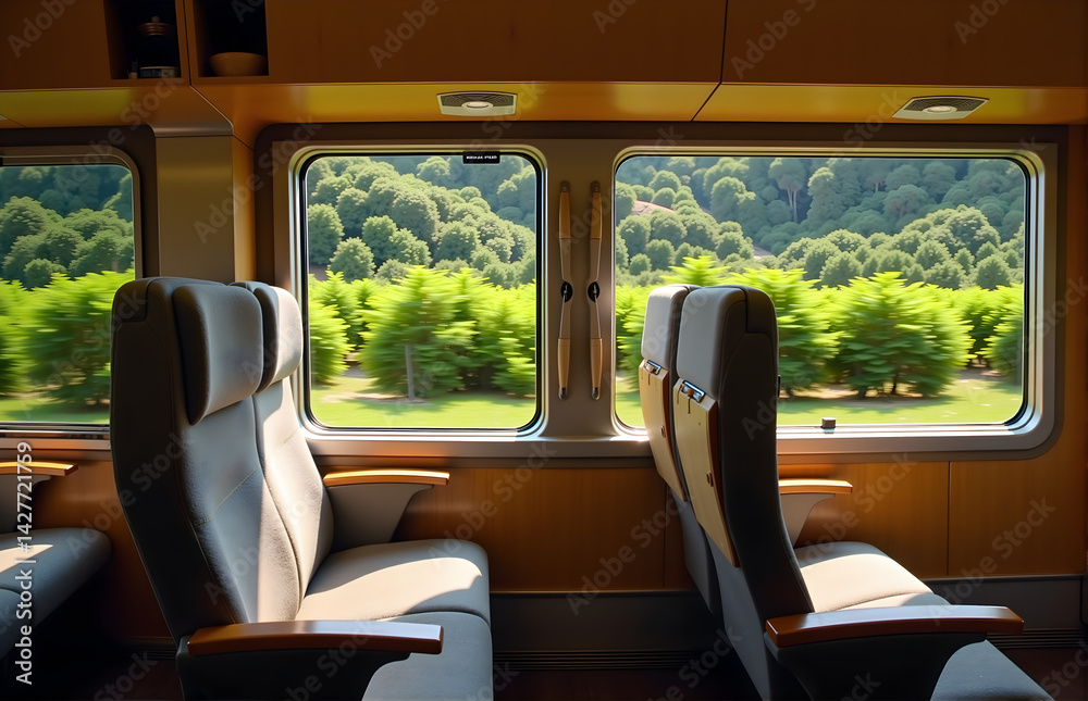 Fototapeta premium Scenic View from a Train Interior