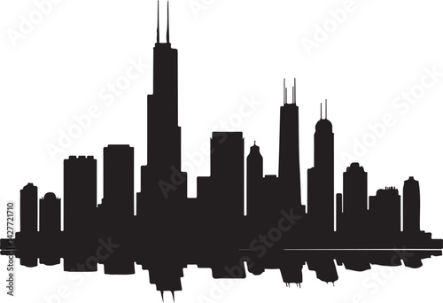 New York city Chicago skyline silhouette 