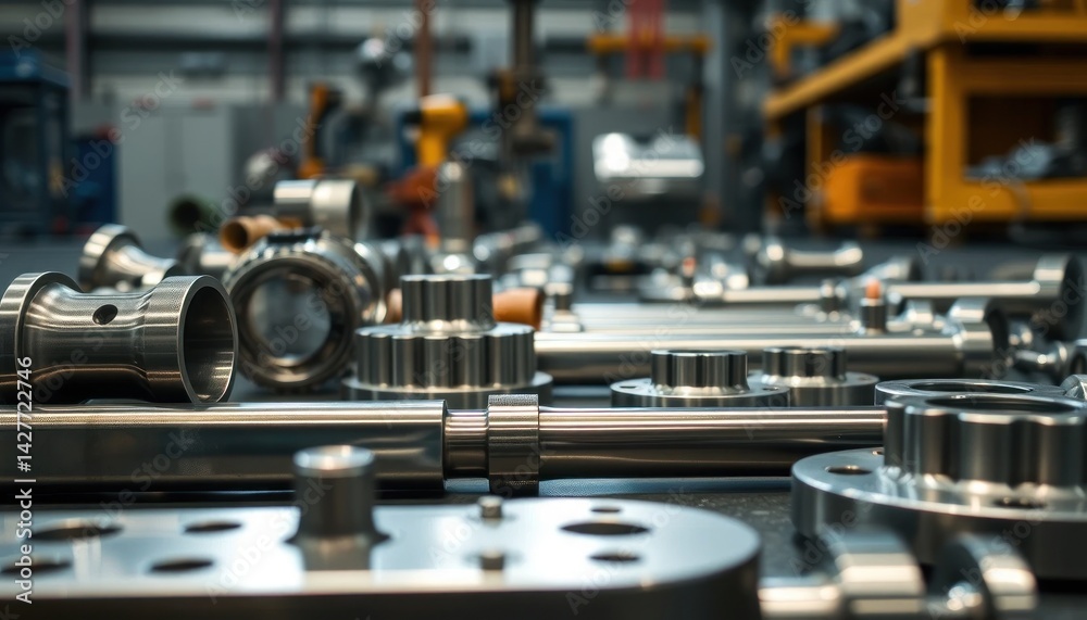 Obraz premium Precision Machined Metal Components for Engineering Applications in Industry