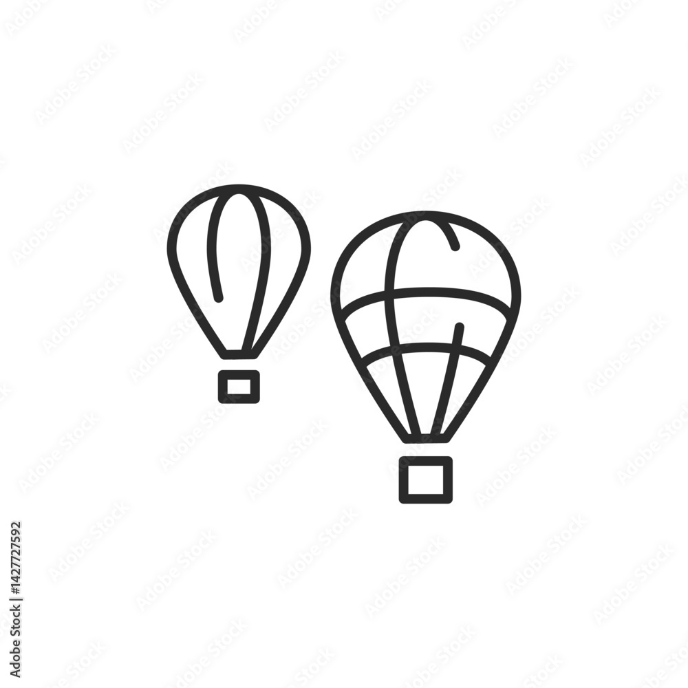 Obraz premium Aerostat icon. A sleek and contemporary aerostat icon suitable for travel apps, booking websites and airport signage. Perfect for representing travel and international journeys. Vector illustration
