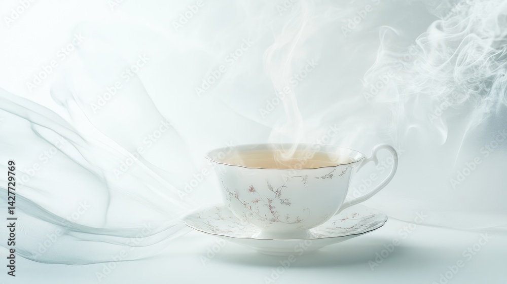 Fototapeta premium Delicate steaming cup of tea