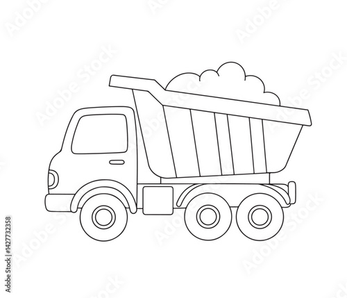 Coloring Page Ready Dump Truck Delivering Materials To Build New Construction For Young Kids