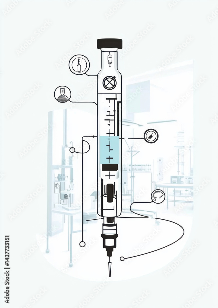 Vaccination process explained syringe mechanism in medical environment infographic clean viewpoint on health concept Vaccination process explained syringe mechanism in medical environment infographic clean viewpoint on health concept