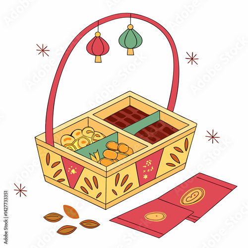 Diwali Hamper AI Design on White Background – Festive Digital Graphic for Microstock