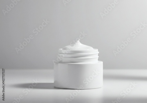Luxurious white cream swirls atop jar