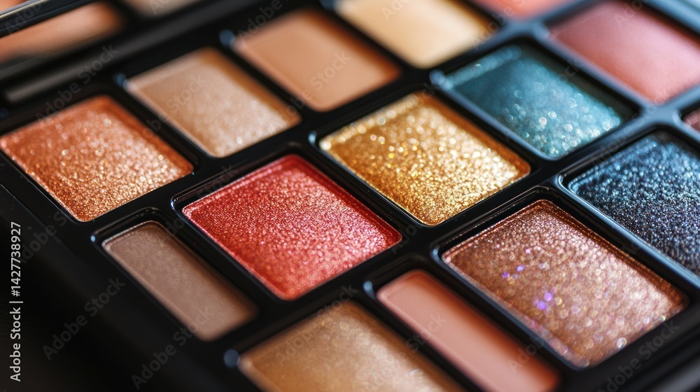 Shimmering Eyeshadow Palette: A Close-Up of Luxurious Makeup Shimmering Eyeshadow Palette: A Close-Up of Luxurious Makeup