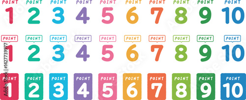 数字 ポイント アイコン 手描き風 セット