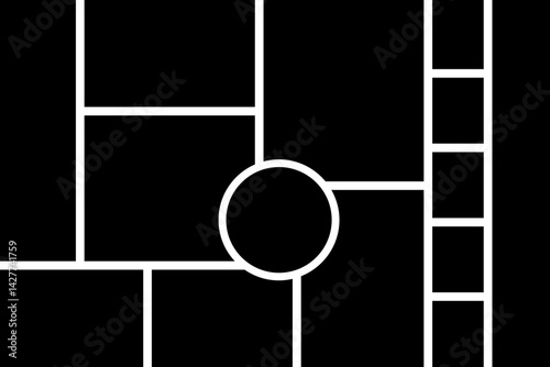 Mockup collage for photo or presentation template frame minimalist icon in flat. Photo album page isolated on transparent background