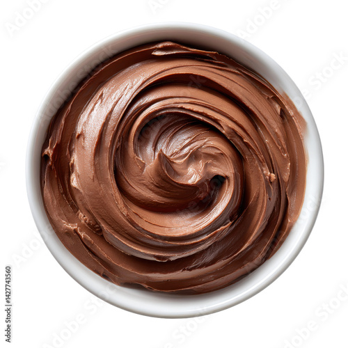 Chocolate cream in a bowl, top view