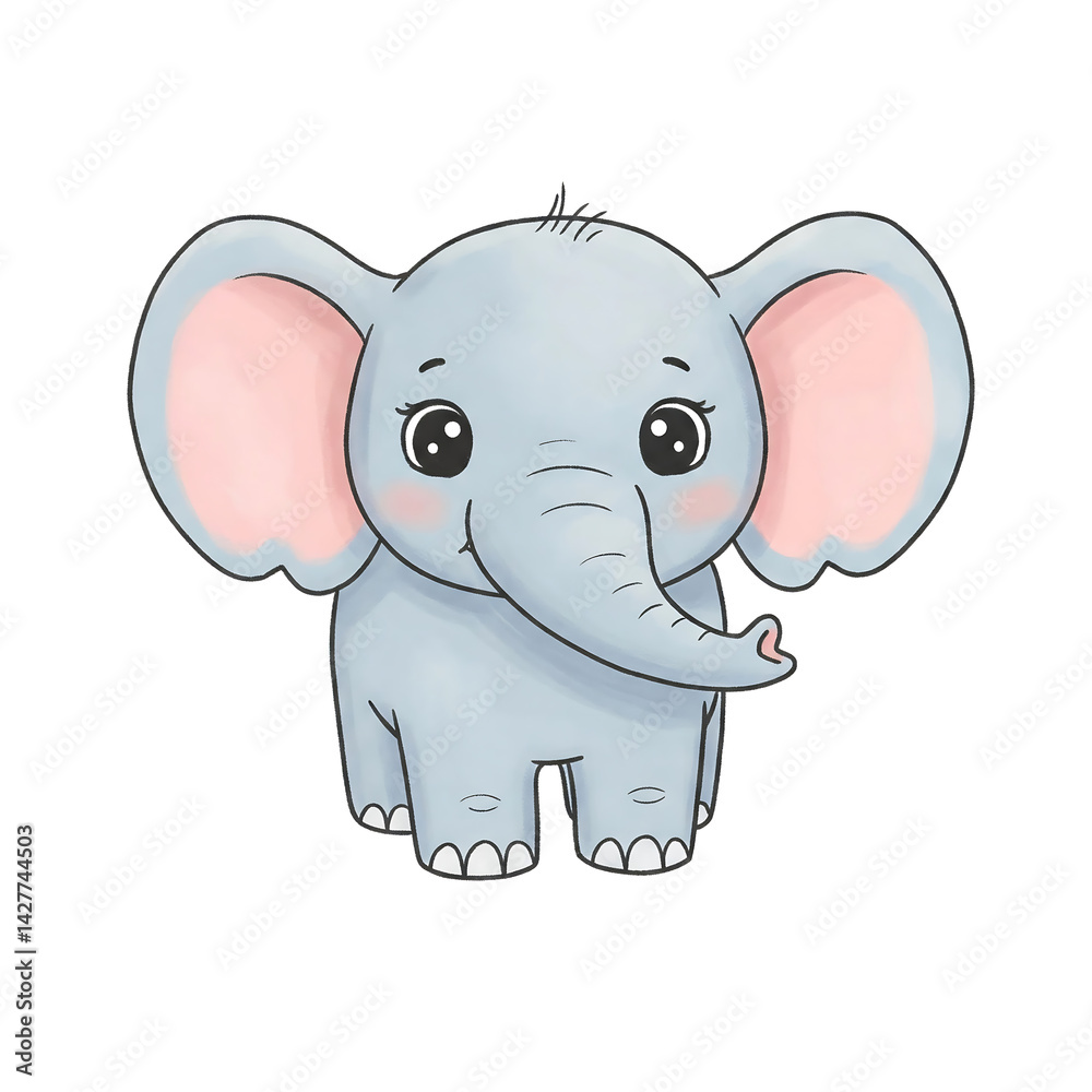 Fototapeta premium Adorable Cartoon Elephant Illustration for Children's Designs and Creative Projects
