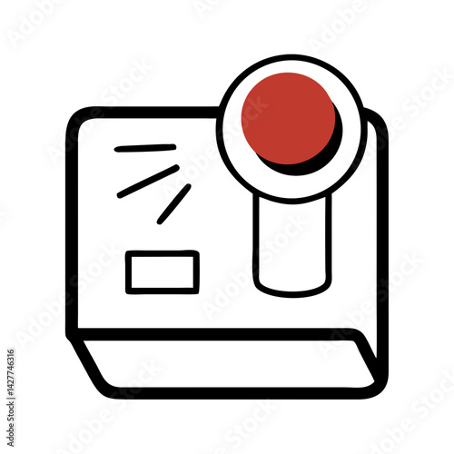 Barcode scanner icon with red light and retail checkout style