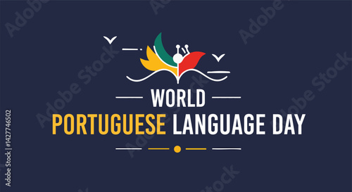 world Portuguese language day Flag and Landmarks Vector Poster for Global Event 