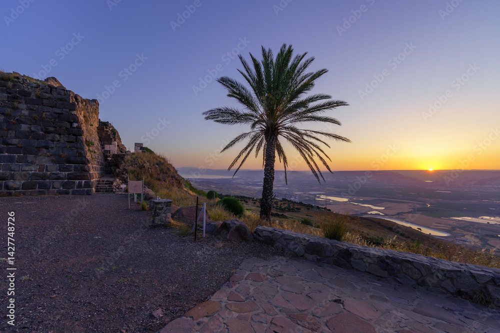 Sunrise view of the crusader Belvoir Fortress