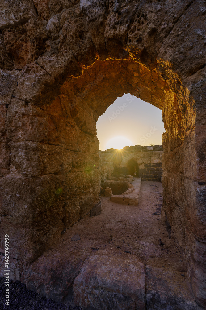 Sunrise view of the crusader Belvoir Fortress